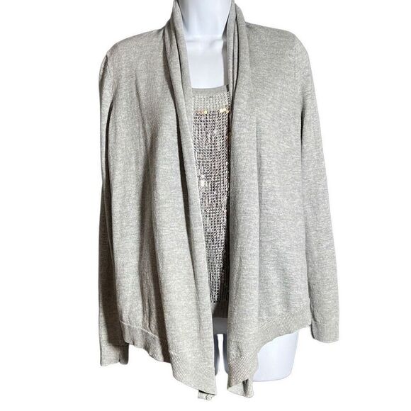 Michael Kors Women's SequinOpen Front Long Sleeve Gray Cardigan Size Medium - Picture 1 of 8